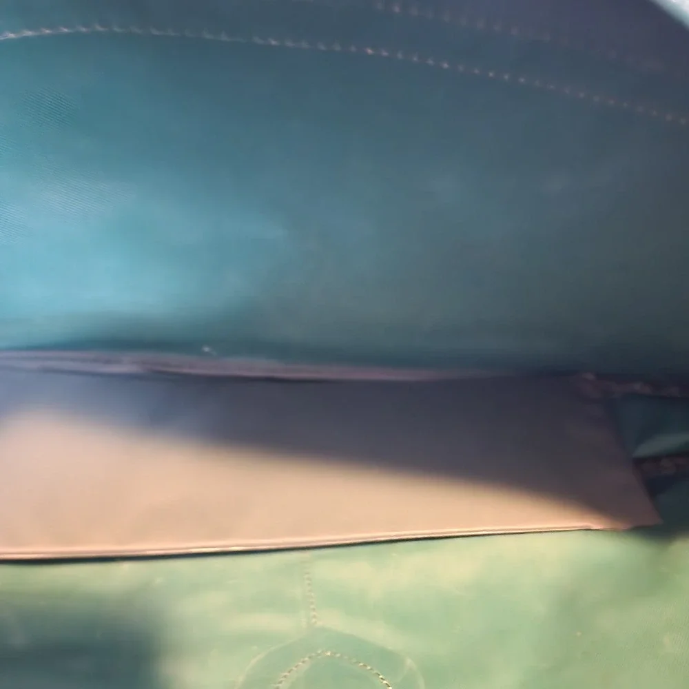 Polo Ralph Lauren VTG Green Messenger Bag Brown Leather Trim Shoulder Laptop Bag